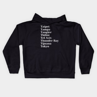 Cities starting with the letter, T, Mask, Mug, Tote Kids Hoodie